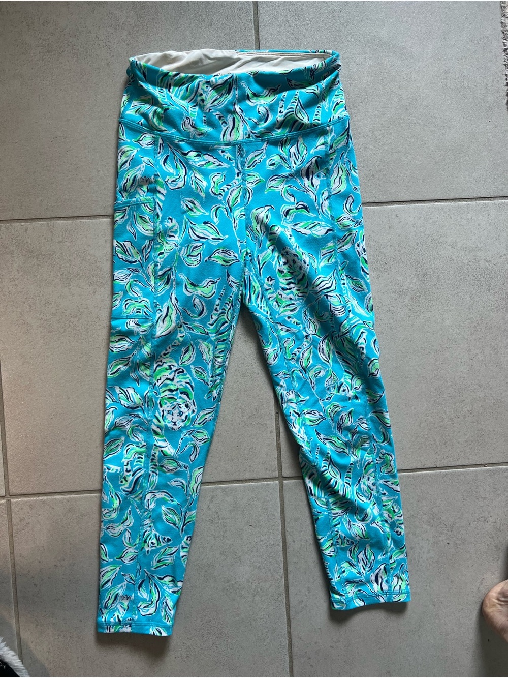 Women’s Floral Print Active Leggings - Turquoise